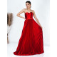 Dámské červené saténové šaty s plisovanou sukní Marily