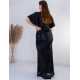 Dámské luxusní dlouhé společenské šaty s flitry - černé