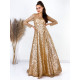 Exkluzivní dámské dlouhé áčkové společenské šaty - zlaté
