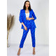Dámský modrý luxusní kalhotový kostým ANELA