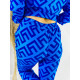 Dámský modrý luxusní kalhotový kostým ANELA