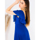 Dámské dlouhé exkluzivní společenské šaty s krátkým rukávem - modré