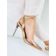 Exkluzivní dámské transparentní sandály s kamínky - zlaté