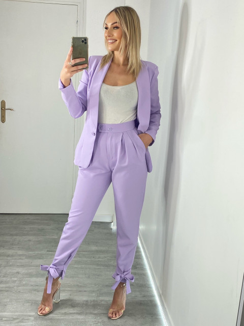 Dámský fialový kalhotový kostým Paris