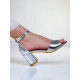 Dámské stříbrné sandály na tlustém podpatku Leila