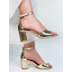 Dámské zlaté sandály na tlustém podpatku Leila