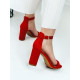 Dámské červené sandálky na hrubém podpatku ROSE