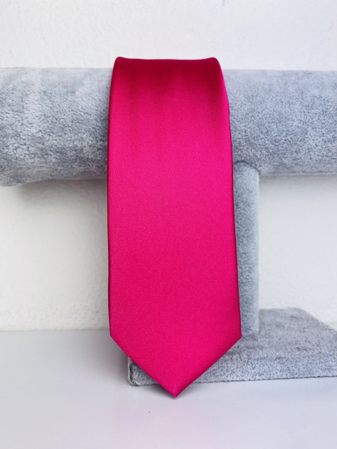 Pánská tmavě růžová saténová úzká kravata