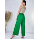 Letní dámské plisované široké kalhoty - zelené