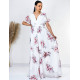 Dámské společenské šaty s květovaným potiskem pro moletky - bílé - AFORA