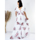 Dámské společenské šaty s květovaným potiskem pro moletky - bílé - AFORA