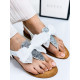 Dámské bílé sandály s kamínky a tylovou mašlí