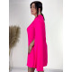Dámské krátké společenské oversize šaty s řetězem - neonově růžové