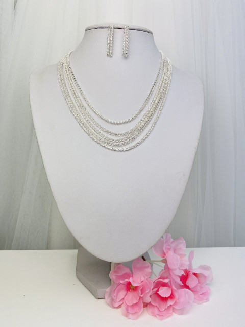Dámský exkluzivní stříbrný set náhrdelník + náušnice