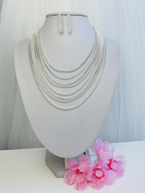 Dámský exkluzivní stříbrný set náhrdelník + náušnice ALOKA