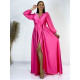 Dámské dlouhé společenské šaty s dlouhým rukávem Vanes - baby pink
