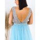 Exkluzivní dlouhé dámské společenské šaty s odnímatelnou tylovou sukní - modré BB