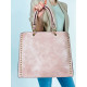 Dámská velká kabelka s kapsičkou a cvoky - růžová