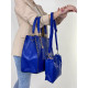 Dámská velká kabelka s kapsičkou a cvoky - královsky modrá