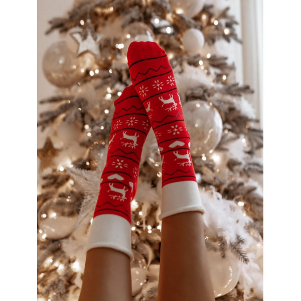 Vánoční extra silné ponožky - červené