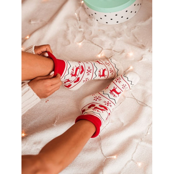 Vánoční extra silné ponožky - krémové