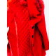 Červený kabát na knoflíky s kožešinkou
