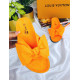 Dámské oranžové korkové pantofle s mašlí