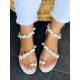 Dámské bílé sandálky s perličkami