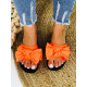 Dámské oranžové pantofle s mašlí