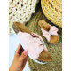Dámské růžové korkové pantofle s mašlí