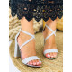 Elegantní stříbrné sandálky s hrubým podpatkem