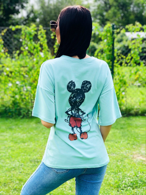 Oversize zelené tričko Mickey Mouse