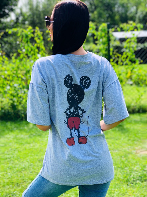 Oversize šedé tričko Mickey Mouse