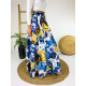 Saténová modrá květovaná dlouhá sukně
