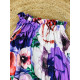 Saténová fialová květovaná dlouhá sukně