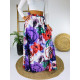 Saténová fialová květovaná dlouhá sukně