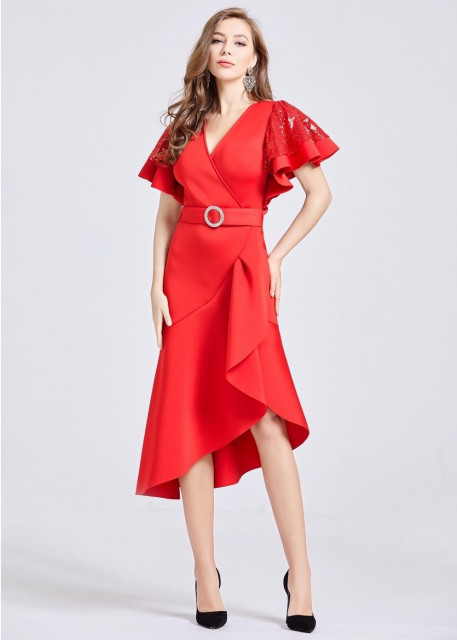 Dámské společenské červené krátké šaty