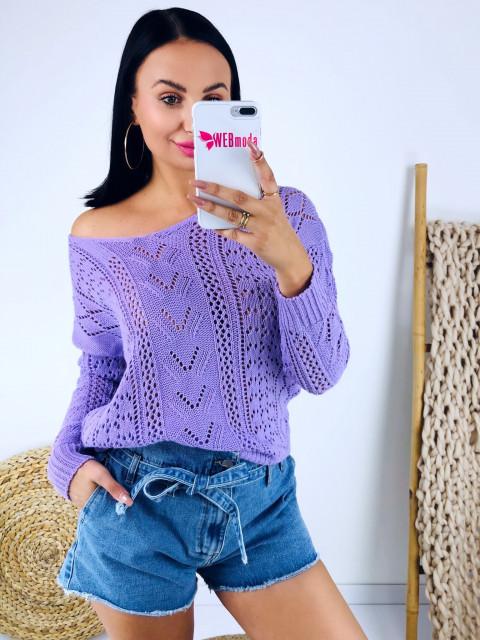 Dámský fialový pletený svetr