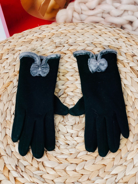 Dámské černé rukavice s mašlí