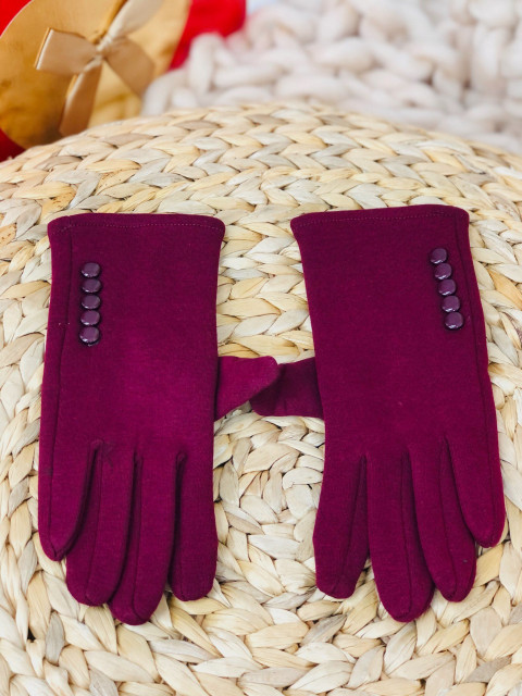 Dámské bordové rukavice s knoflíky