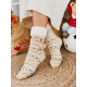 Béžové vánoční ponožky s bambulkami