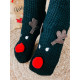 Černé zateplené vánoční ponožky se sobem