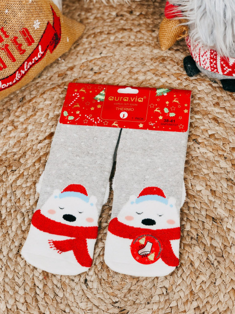 Vánoční termo šedé ponožky