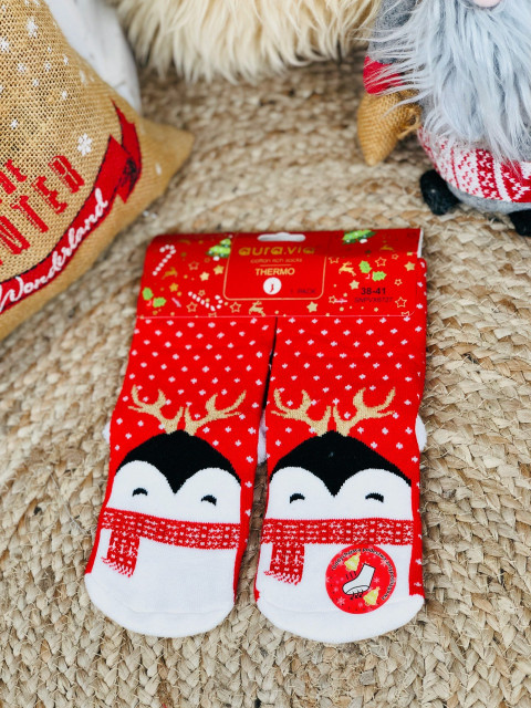 Vánoční termo červené ponožky