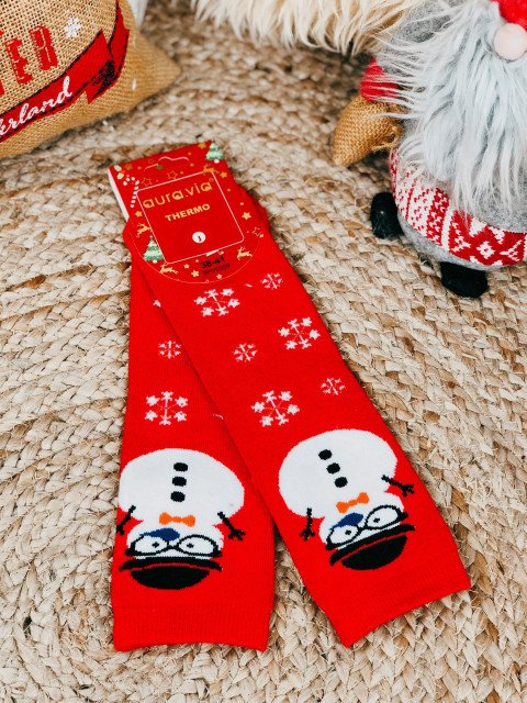 Červené vánoční termo ponožky