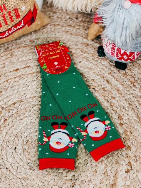 Zelené vánoční termo ponožky Ho Ho Ho