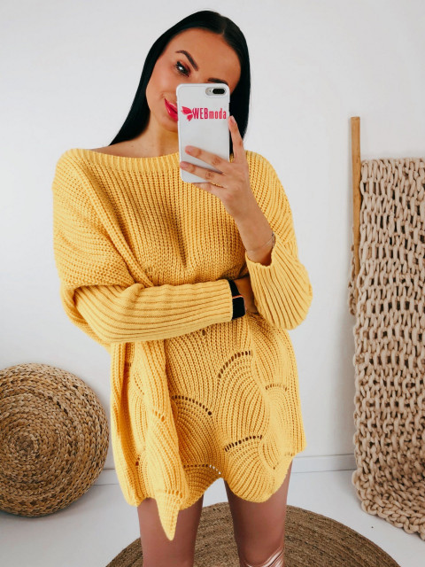 Dámský žlutý pletený svetr