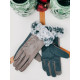 Khaki kožené rukavice s kožíškem Aroa