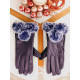 Fialové kožené rukavice s kožešinou Aria