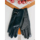 Dámské tmavě šedé kožené rukavice s mašlí